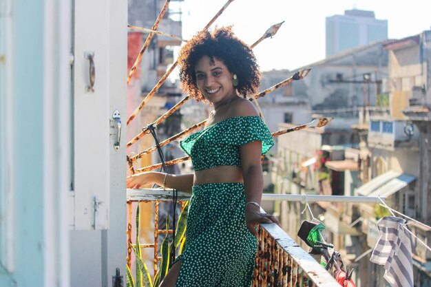 young cuban woman at the balcony in Havana City