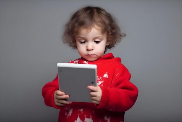 Young Curiosity Toddler Engrossed in Digital Tablet