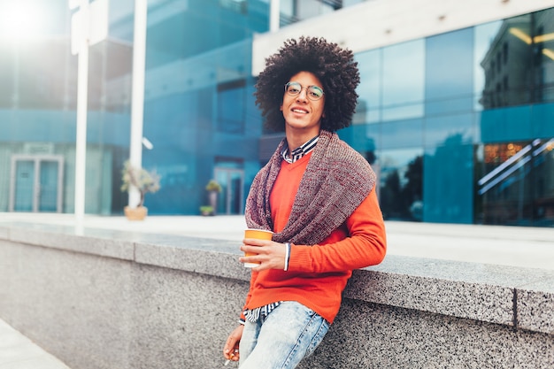 Young curly black African American man