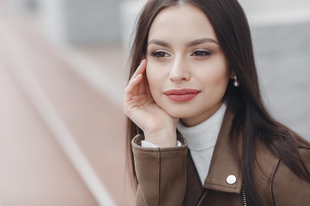 young cute woman portrait outdoor