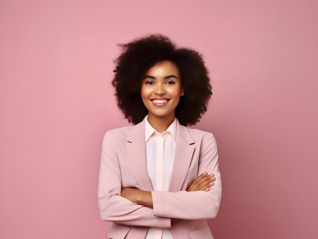 A young darkskinned business woman smiling and looking at the camera High quality