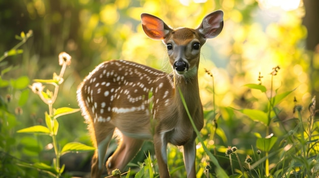 Photo young deer standing in grass