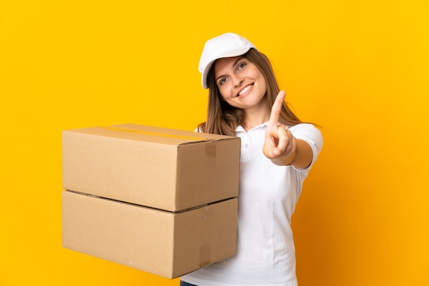 Young delivery over isolated background