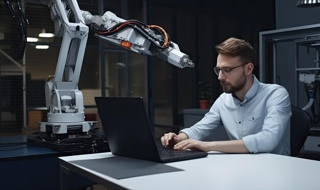 Premium AI Image | Young developer writing code and programming ...