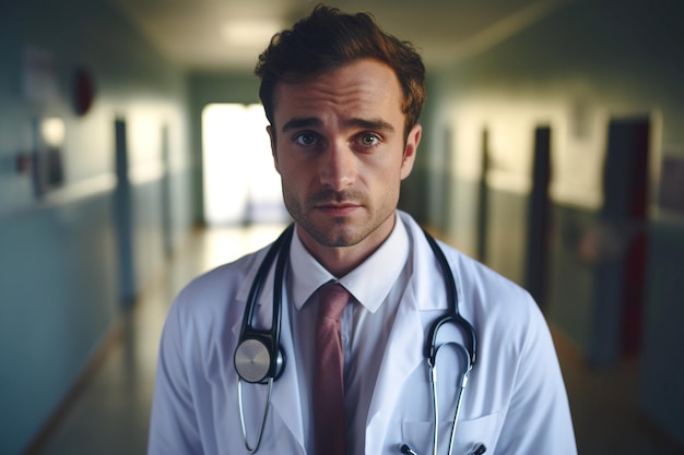 Photo young doctor holding stethoscope for world diabetes day