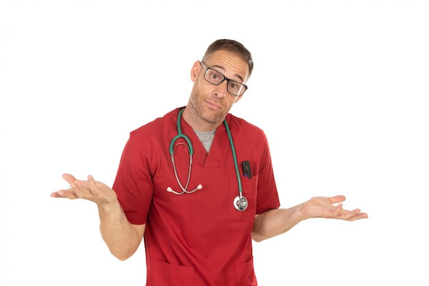 Young doctor making a gesture of doubt