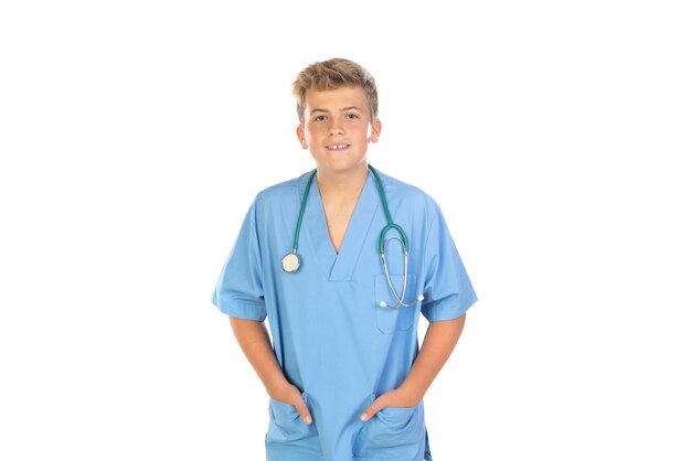 Young doctor with blue uniform