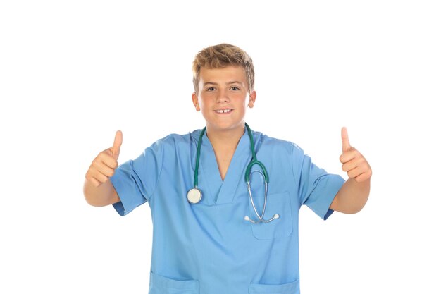 Young doctor with blue uniform