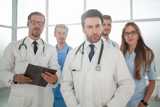 Young doctors looking at camera