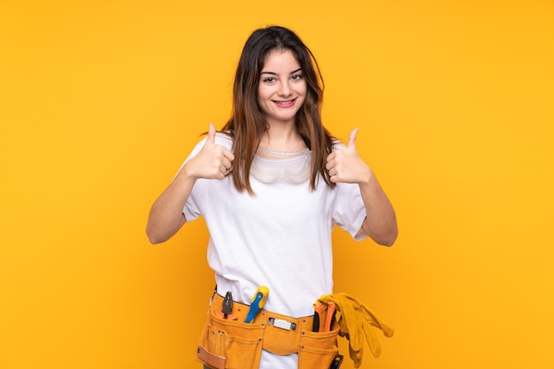 Young electrician woman