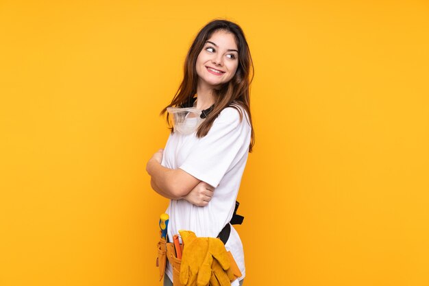 Young electrician woman