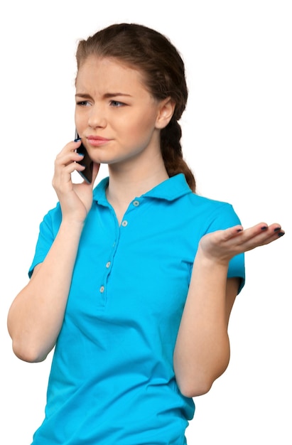 Young elegant woman talking on mobile phone