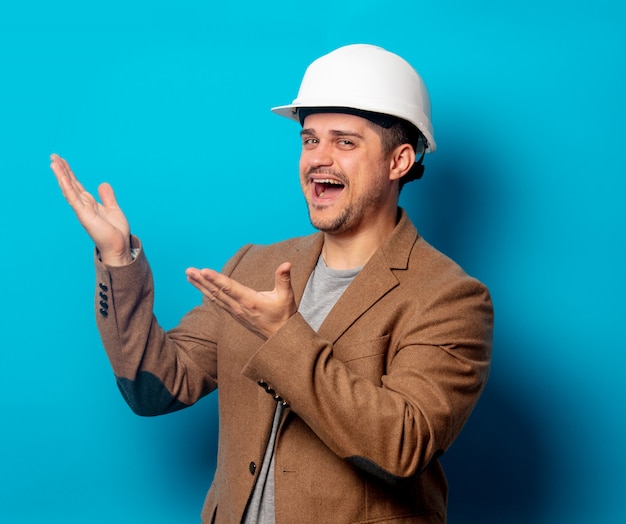 Young  engineer in helmet and jacket