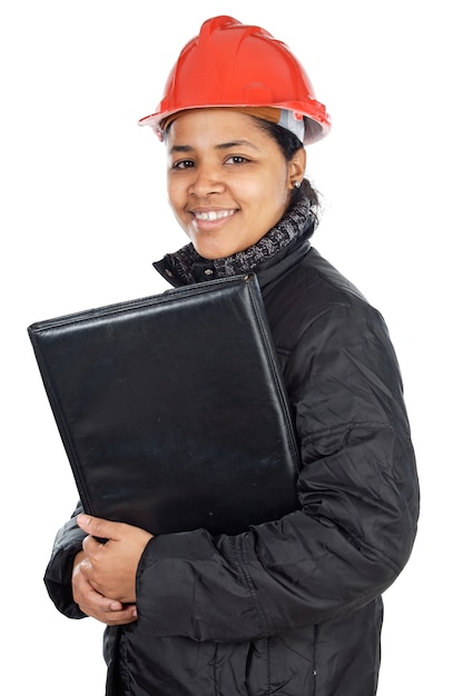 Young engineer over a white back ground