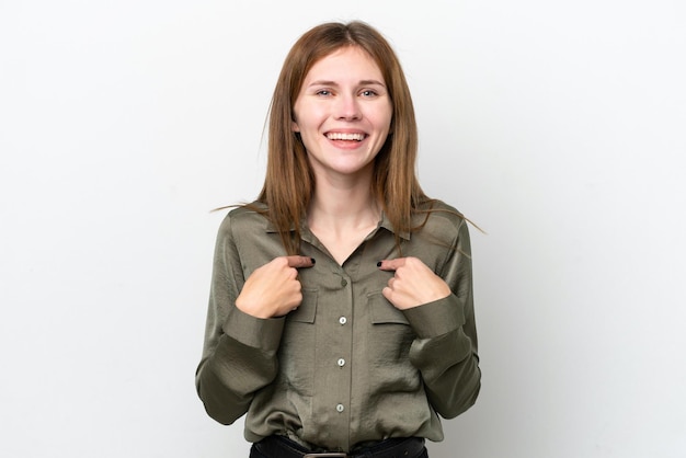 Young English woman isolated on white background with surprise facial expression