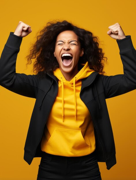 Young European woman dressed in sportswear clearly active and full of energy