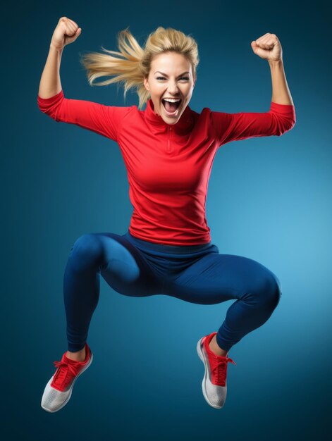 Photo young european woman dressed in sportswear clearly active and full of energy