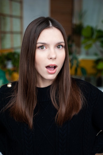 Young european woman emotional portrait