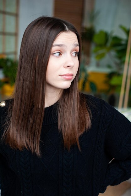 Young european woman emotional portrait