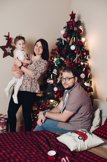 Young family celebrates new year