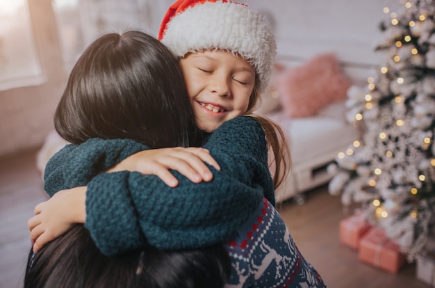 A young family celebrating the holiday at home