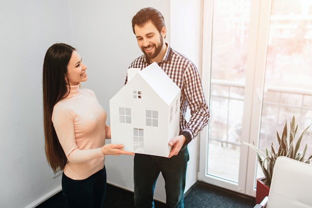 Young family couple purchase rent property real estate 