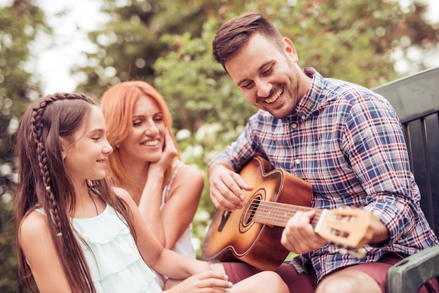 Young family enjoying quality time