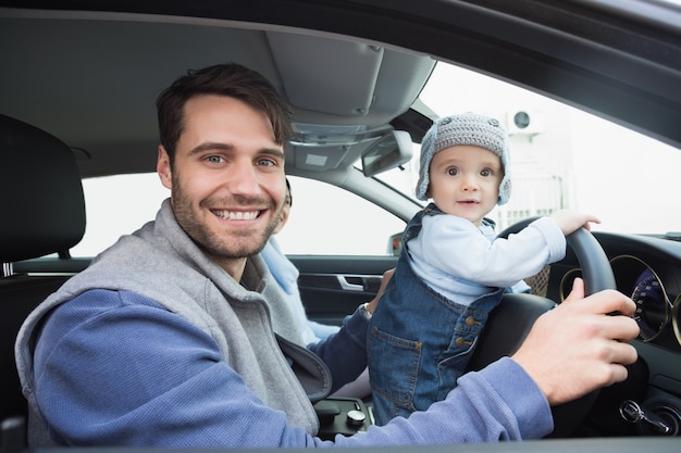 Young family going for a drive