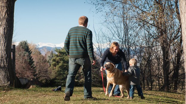 Young family having a great day in the park.