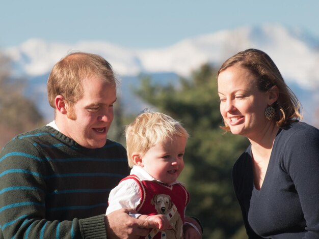 Young family having a great day in the park.