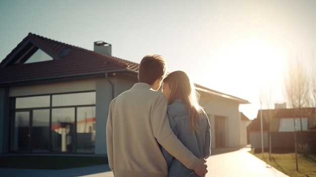 Young Family Looking at Their New Home Generative AI