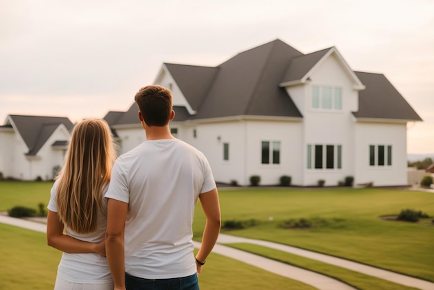 Young family looking at their new home Generative AI