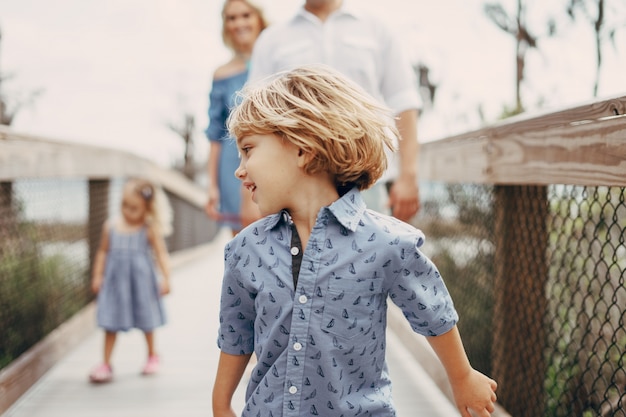 young family on the street