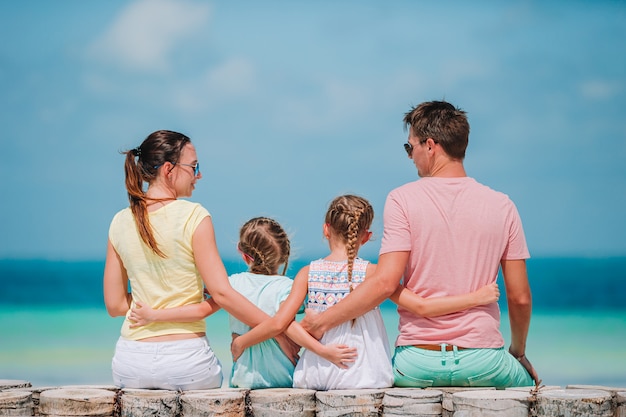 Young family on vacation have a lot of fun