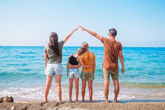 Young family on vacation have a lot of fun