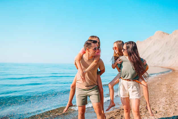 Young family on vacation have a lot of fun