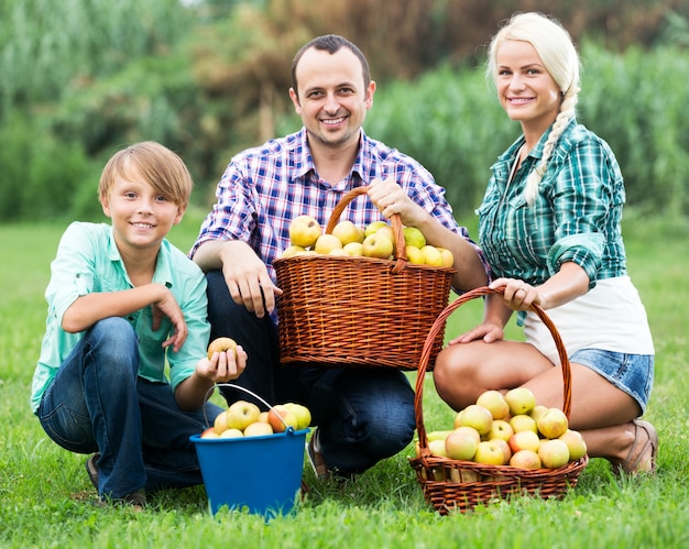 young family in the village