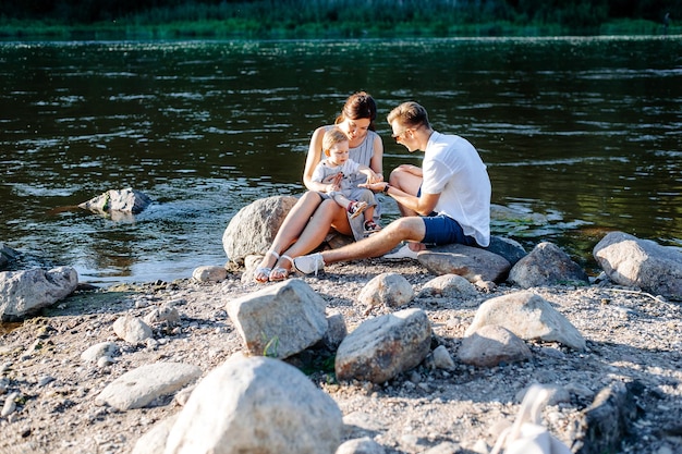 Young family walking outdoor