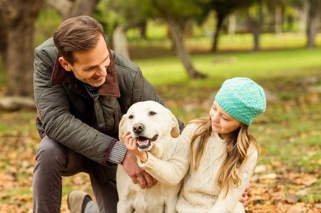 Young family with a dog