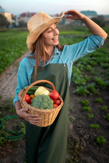 Young farmer girl has delivered fresh