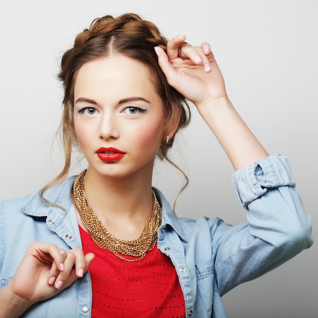 Young fashion model. studio shot.