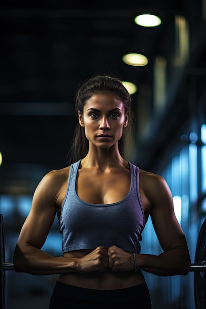 Young Female Athlete in Cinematic Gym Setting