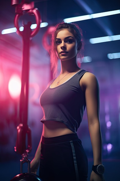 Photo young female athlete in cinematic gym setting