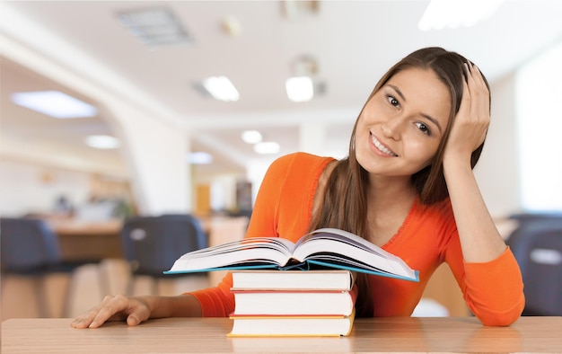 Young Female College Student  on background