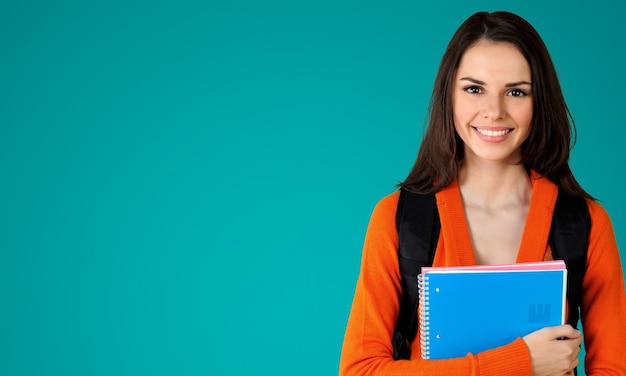 Young Female College Student  on background