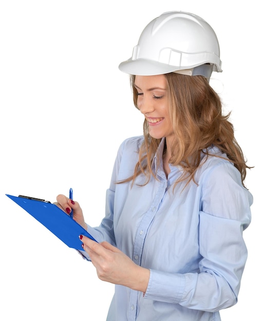 Young female construction specialist