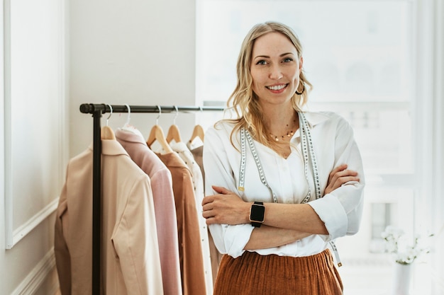 Young female designer in a boutique