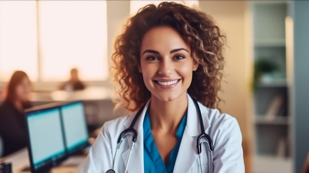 Photo young female doctor in the hospital