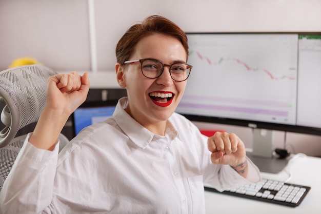 Young female entrepreneur working on her computer