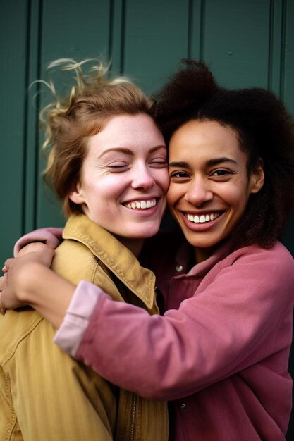 Photo young female friends outdoors